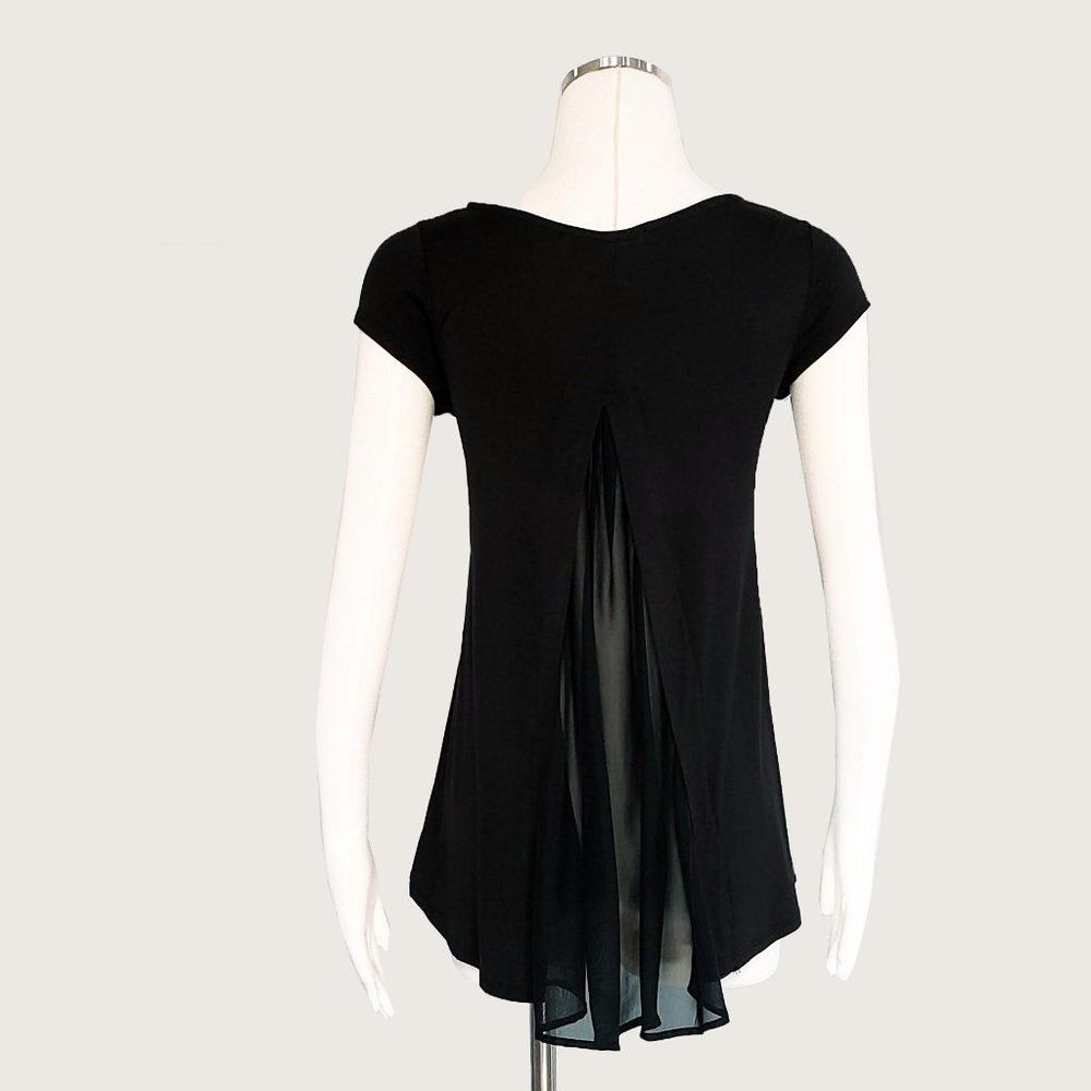 Kim & Cami High-Low Sheer Panel Top NWOT
